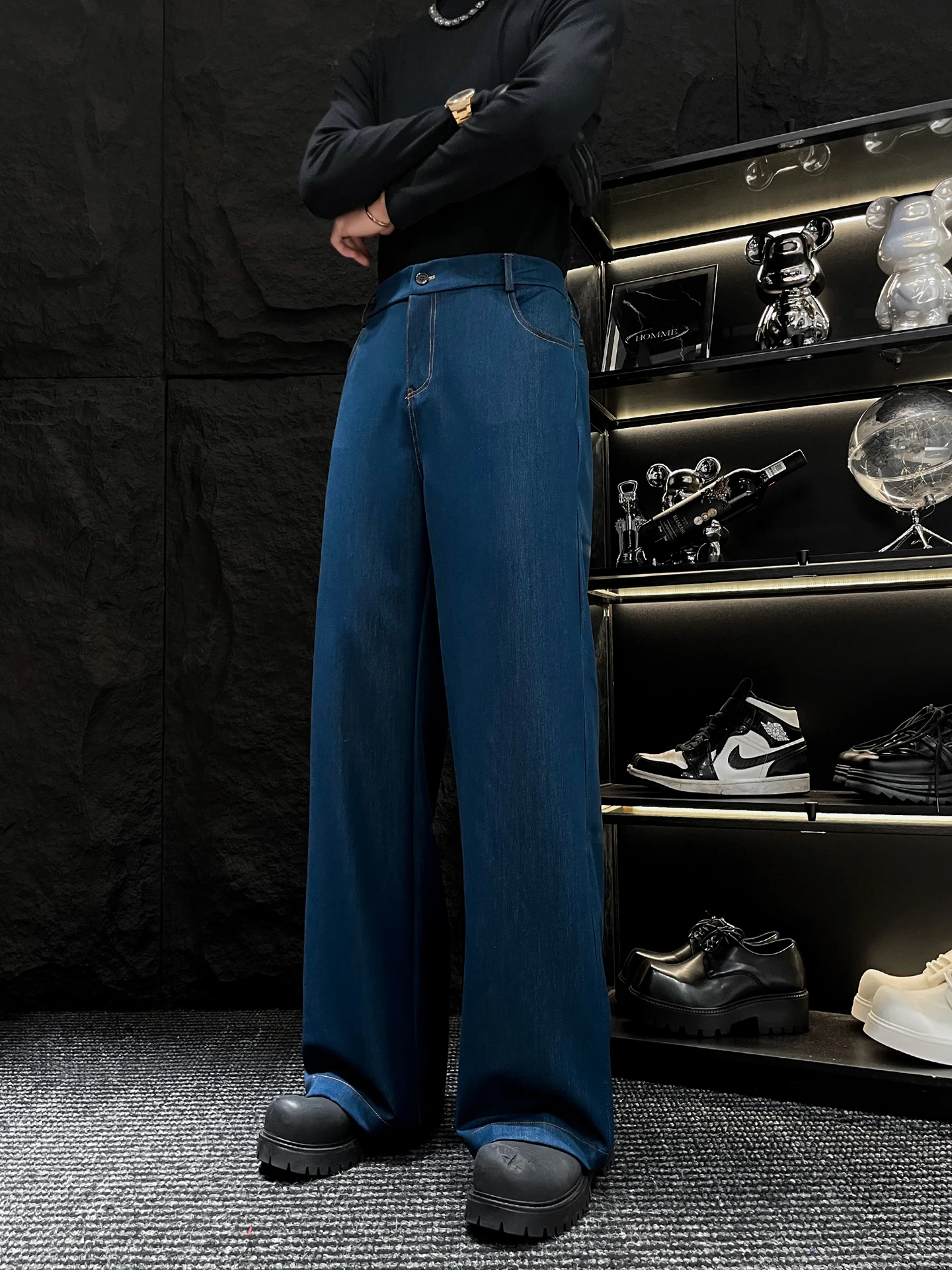 

Casual Men's Jeans Straight Leg Floor-Length Imitation Denim Pants Youth Faion Autumn Spring Chinese Brand