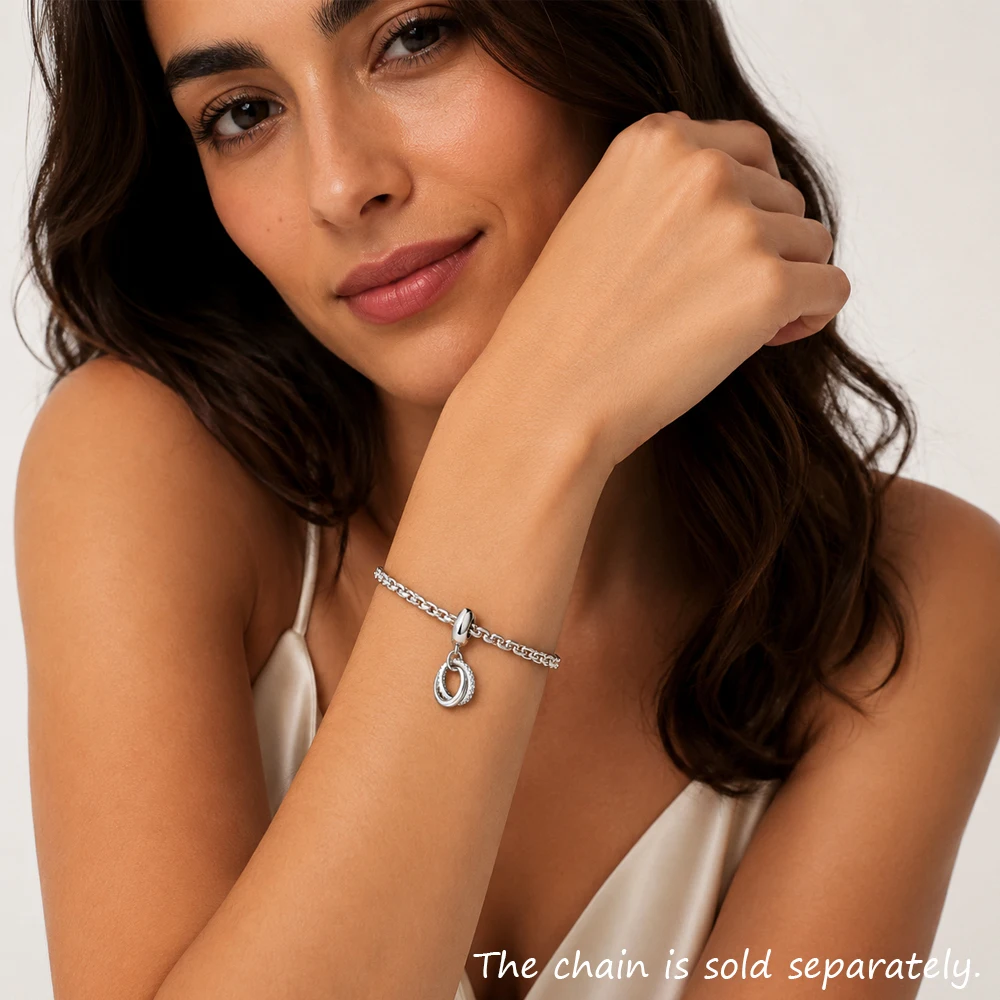 Anhänger-Doppelring für Damen aus 925er Sterlingsilber, romantischer Schmuckzubehör – Detail 2