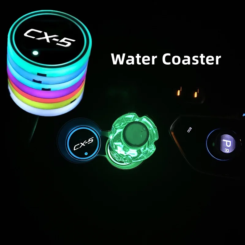 

Luminous Car Water Cup Coaster Holder 7 Colorful USB Charging Car Led Atmosphere Light For Mazda CX5 CX-5 CX 5 Auto Accessories