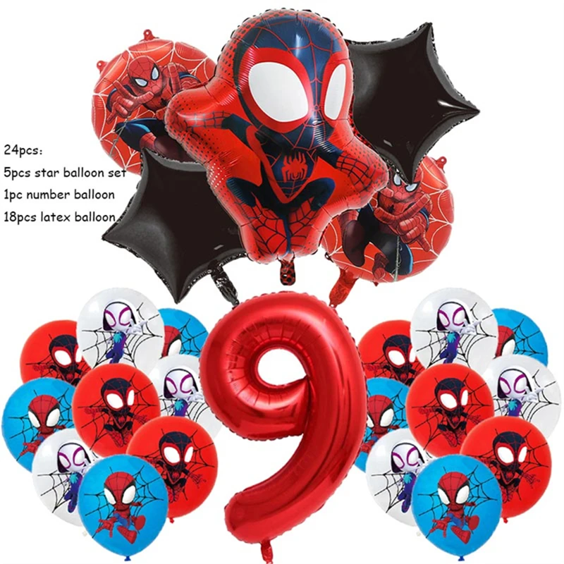 Ballons 3D Spidey et ses objets, assiettes standard en papier, fournitures Spidey et ses amis, décorations de fête d\'anniversaire, nouveau, douche