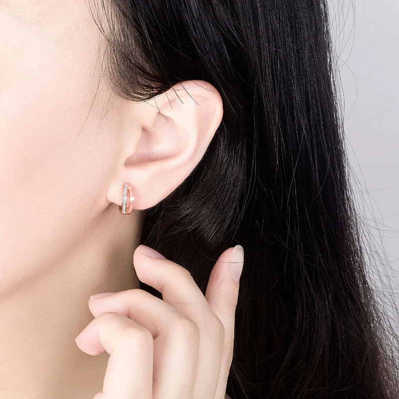 เงินแท้ 925 แฟชั่นเครื่องประดับคริสตัลZircon Hoopต่างหูผู้หญิงใหม่XY0112