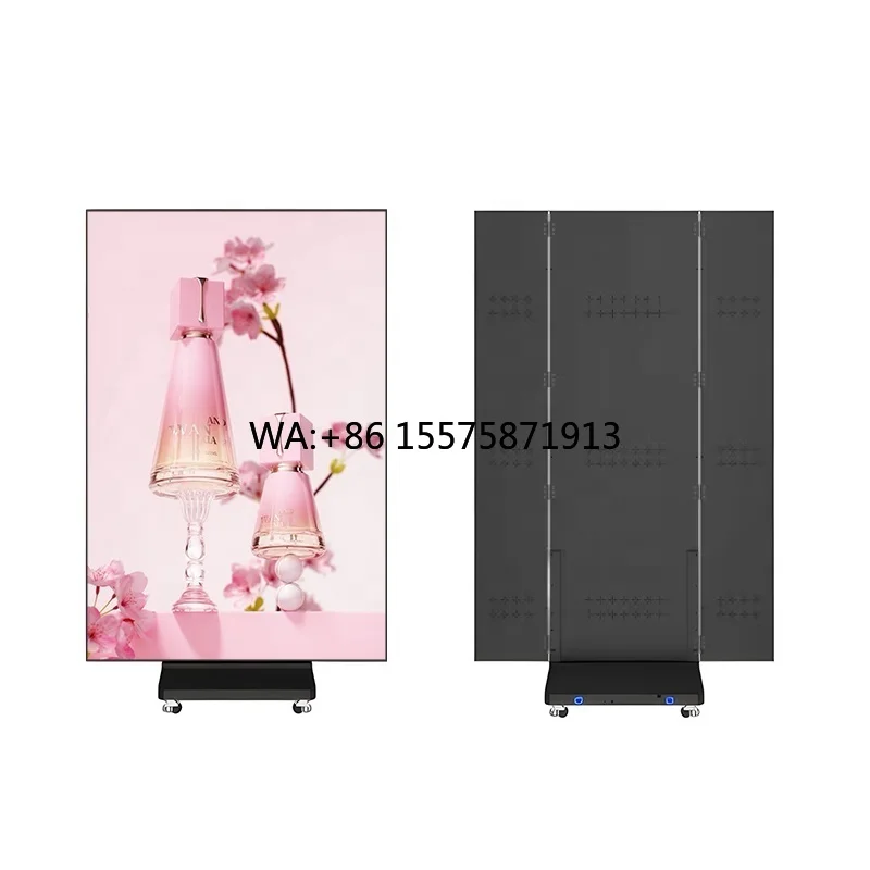 HD Tri-Fold Indoor Double-face LED Digital Poster USB Wifi 4G Compatible for Retail Store & Subway Advertising LED Display