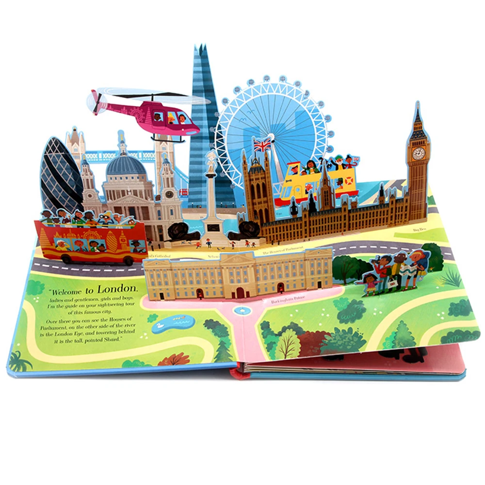 London Usborne Book Pop Up Educational English Picture Books for Kids Learing Toy Christmas Gift Bedtime Reading Cardboard Book