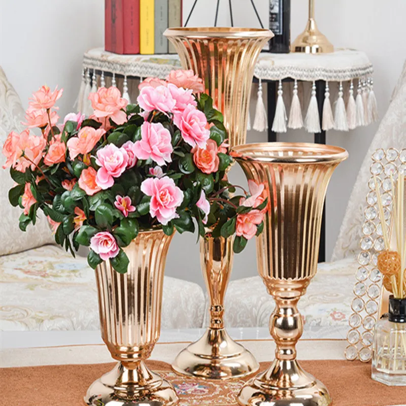 

Creative Wedding Decoration Table Centerpieces Iron Plated Vase Home Decor Floral Apparatus For Hotel Party Site Layout