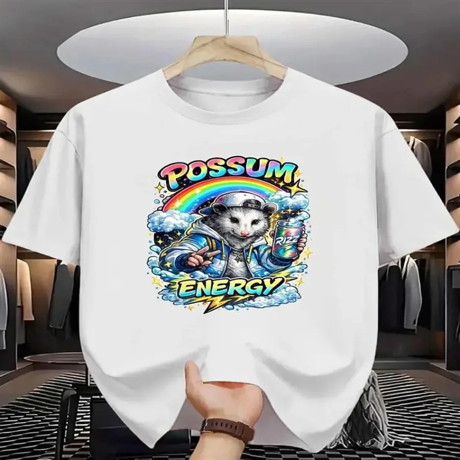 Camiseta Possum Energy para hombre, diseño colorido con estampado de bebida energética Possum, estampado premium puro, duradero, informal y a la moda