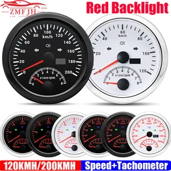 120KMH 200KMH GPS Speedometer Gauge+Tachometer 8000 RPM 85mm Dual Gauge Odometer with GPS Antenna Turn Light Auto Yacht 9-32V