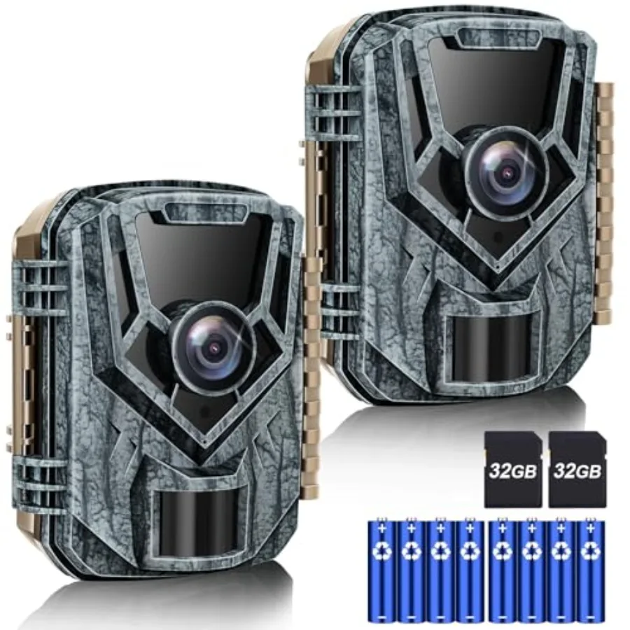 

Trail Camera 2 Pack for wildlife monitoring, 36 MP 2.7K resolution, black ABS plastic, IP66 waterproof with 120 wide night visi