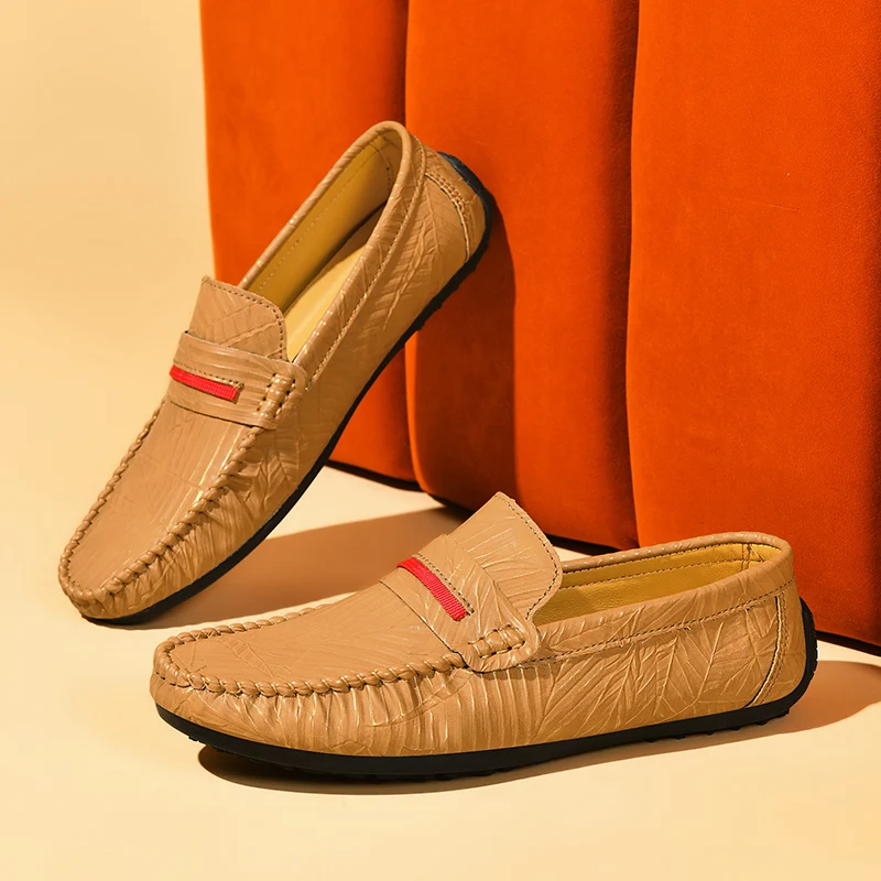 

Винтажная мужская кожаная обувь, обувь для вождения, бобовая обувь, повседневная кожаная обувь, большие размеры, дышащая и легкая.