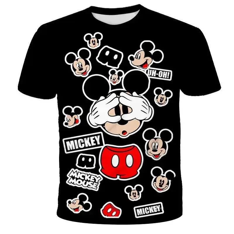 

Disney 2025 New Summer Men Women T-Shirt Mickey Mouse Minnie Mouse Print Glamorous Short Sleeve Top Street Fashion Clothing