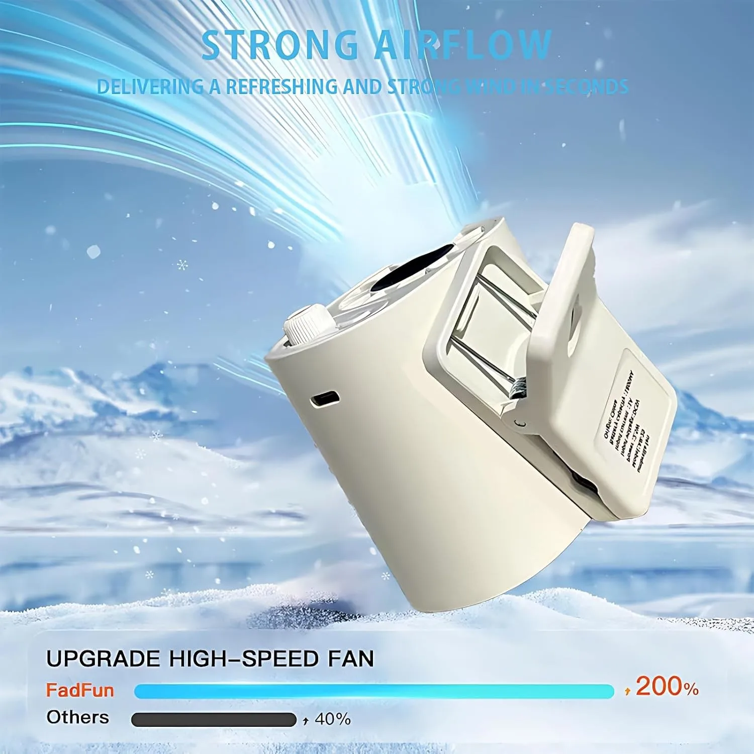 GMOX Portable Car Clip-On Fan 100 Speeds LED Display 360° Rotation Auto Air Circulation USB Vehicle Fan
