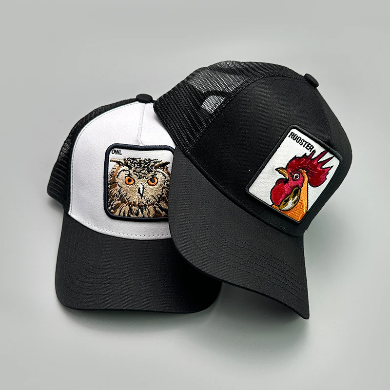 Animal Embroidery Color Block Cartoon Baseball Hats New Men Women Mesh Sunshade Casual Breathable Fashion Versatile Trucker Caps