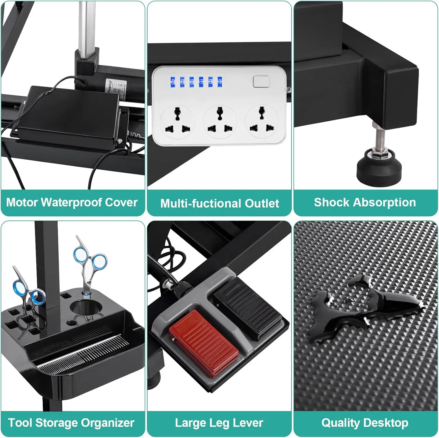 Adjustable Heavy Duty 50" Electric X-Lift Hydraulic Dog Grooming Table with Tool Organizer, Jack Type, Pet Grooming Station