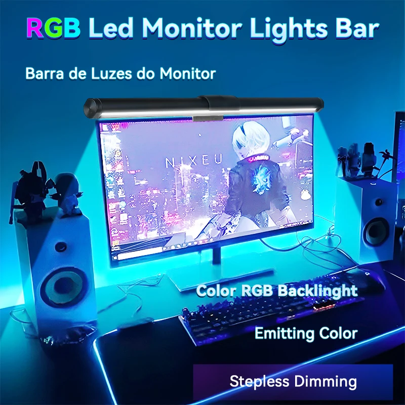 

Led Monitor Lights Bar RGB Stepless Dimmable Lamps Screen Hanging Computer Light For Monitor Lights PC Home Bedroom Study Office