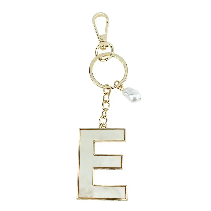 A-Z Initials Keyring Couples Metal Pendant with Pearl
