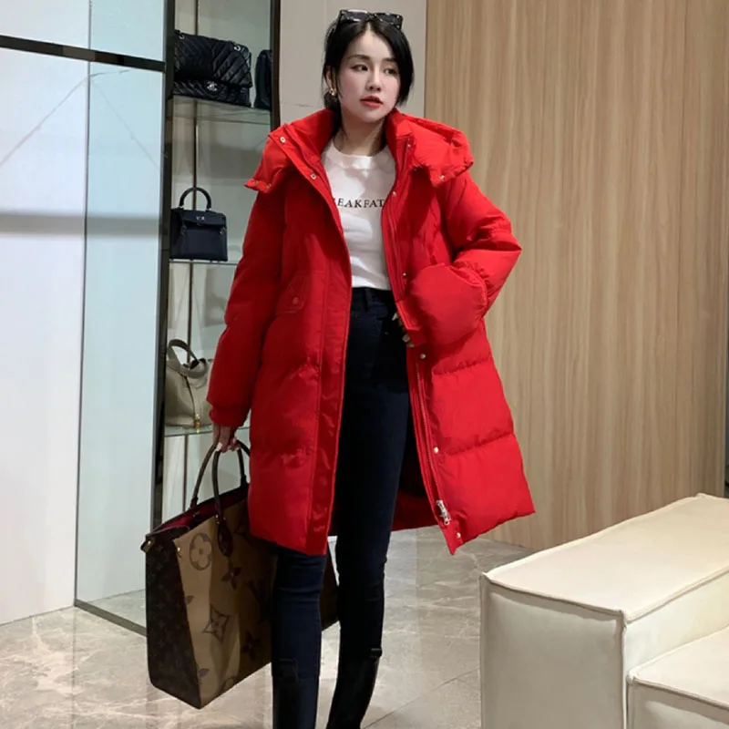 여성 파커 따뜻한 후드 두꺼운 흰색 거위 여성 다운 재킷 2025 새로운 겨울 패션 고품질 여성 다운 재킷 H329