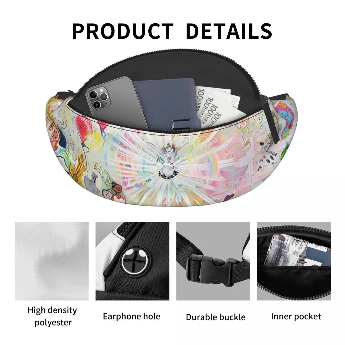 Bladee - 333 Drain Gang Album Cover Fanny Pack Men Women Crossbody Adjustable Waist Bag Travel Running Phone Pouch