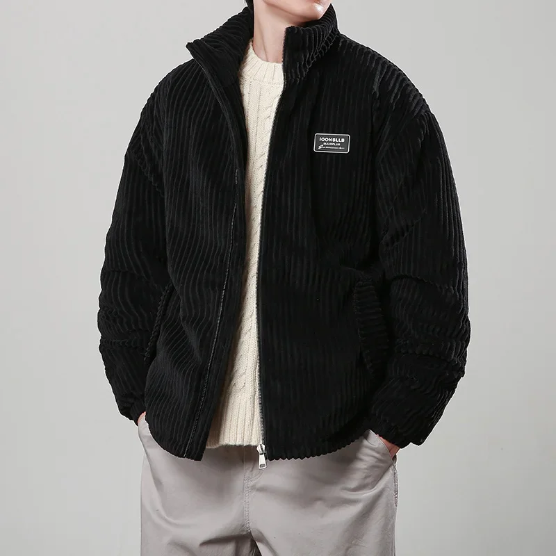 

Warm Loose Parka Coat Corduroy Short Jacket Man Solid Zip Windbreaker Winter Men's Casual Windbreake Male Cotton Jackets Padded