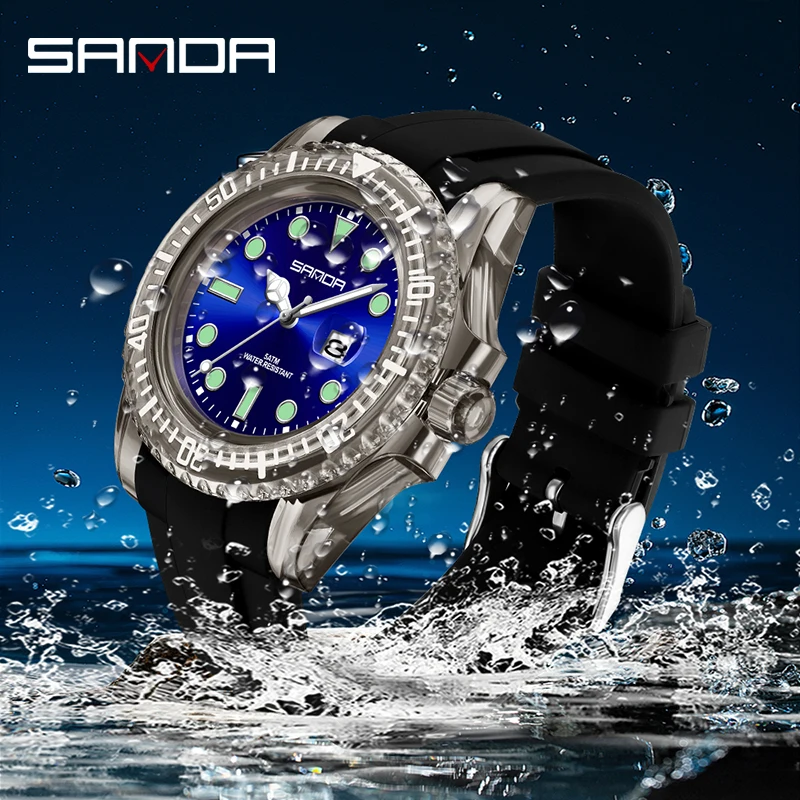 SANDA Women Watch Luxury Brand Casual Fashion Quartz Watch Luminous Waterproof Silicone Strap 30M Waterproof Reloj Mujer 9007