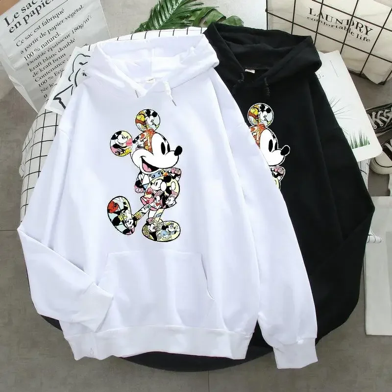 Sudaderas con capucha de Minnie y Mickey Mouse para mujer, Tops de dibujos animados, sudaderas de manga larga, ropa Mode Mit Kapuze