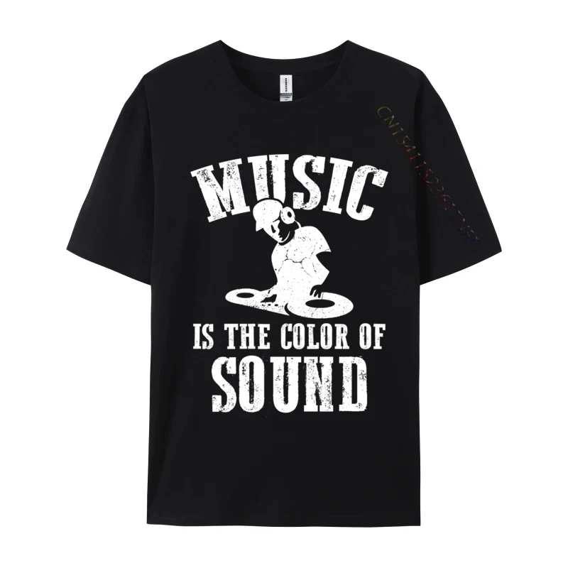 Music Is The Color Of Sound Headphone Dj Mixer Casual T Shirts Classic Newest Cotton Fabric Tees Printed Tee-Shirts for Men