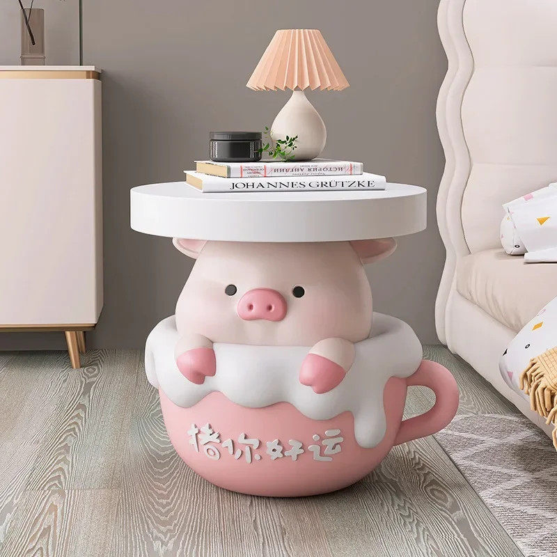 Cream Wind Cute Pig Floor Decoration Coffee Table Living Room Sofa Edge Home Accessories Nightstand Coffee Table Home Decor