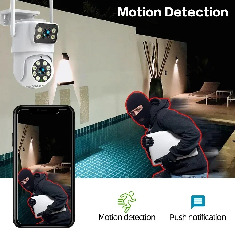 Imagem -03 - Câmeras de Vigilância sem Fio Impermeáveis ao ar Livre Auto Tracking Security Câmera Dual Lens Wifi Visão Noturna ai Rastreamento Humano Tuya 4k 8mp