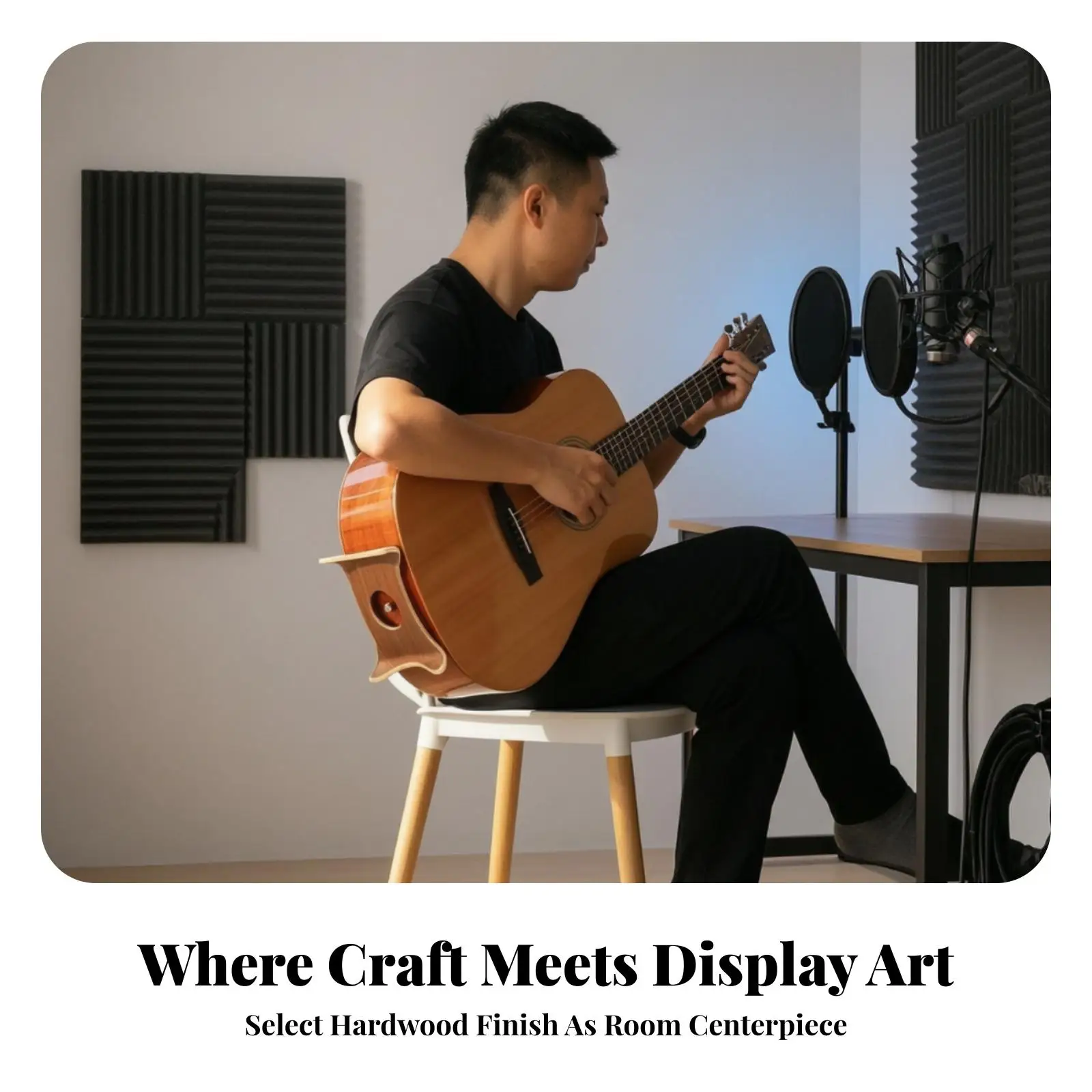 Wooden Guitar Stand Low Profile Arched Cradle for Acoustic Electric Guitar Display Storage