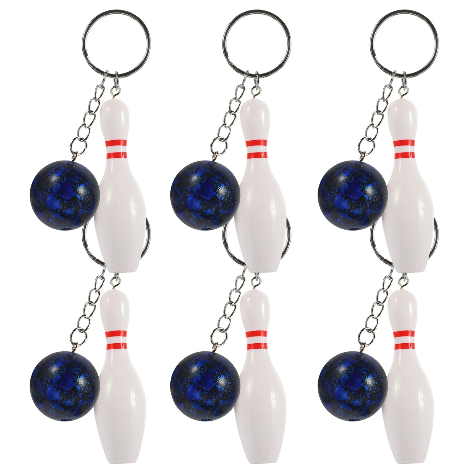 

6 Pcs Bowling Keychain Pin Kids Chains Bulk Ball and Pins Favors Keychains Wallet