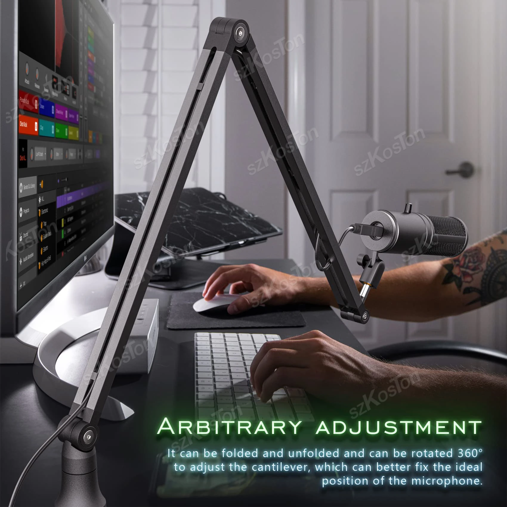 Supporto per microfono braccio con supporto da scrivania supporto a forbice pieghevole regolabile per HyperX QuadCast A8 A6V K658 K688 K669 Mic
