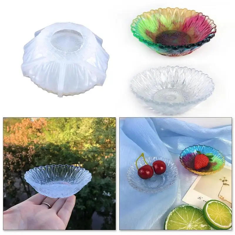 Tray Silicone Mold Multi-Function DIY Bowl Tray Mold Home Decor Products Bowl Mold With Flower Shaped Texture For Kitchen Bar