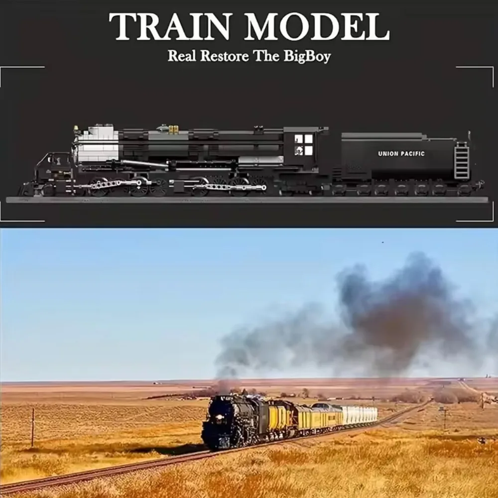 Creatieve De Bigboy Stoomlocomotief Trein 1608pcs Spoorweg MOC Puzz MOC Bouwsteen speelgoed geschenken Kinderen Volwassen Technische Kerst