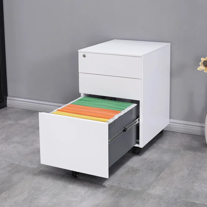 Office mobile pedestal filing movable steel cabinet for document 3 drawers