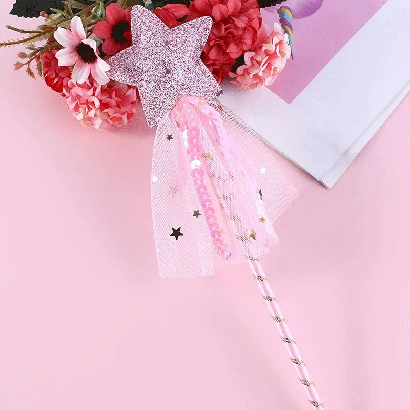 かわいい夢のような五芒星の妖精の杖子供スティック女の子の誕生日プレゼントパーティーハロウィンプリンセスコスプレ小道具 1/2 個ホット販売