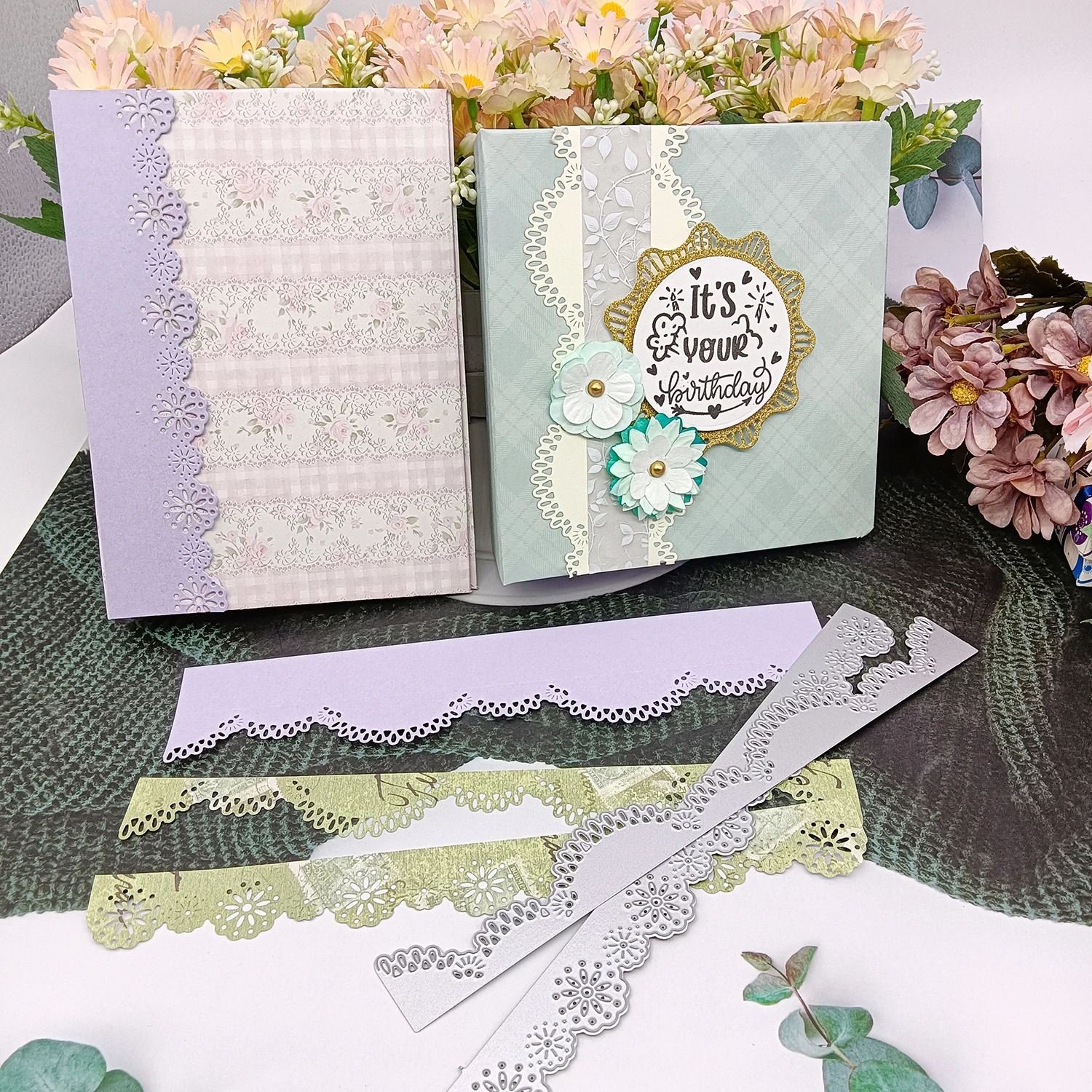Alinacutle Slimline Spitzenborte aus Metall, gestanzt, für Geschenk, Papier, Handwerk, handgefertigte Kartenherstellung, DIY-Grußkarten, Scrapbooking