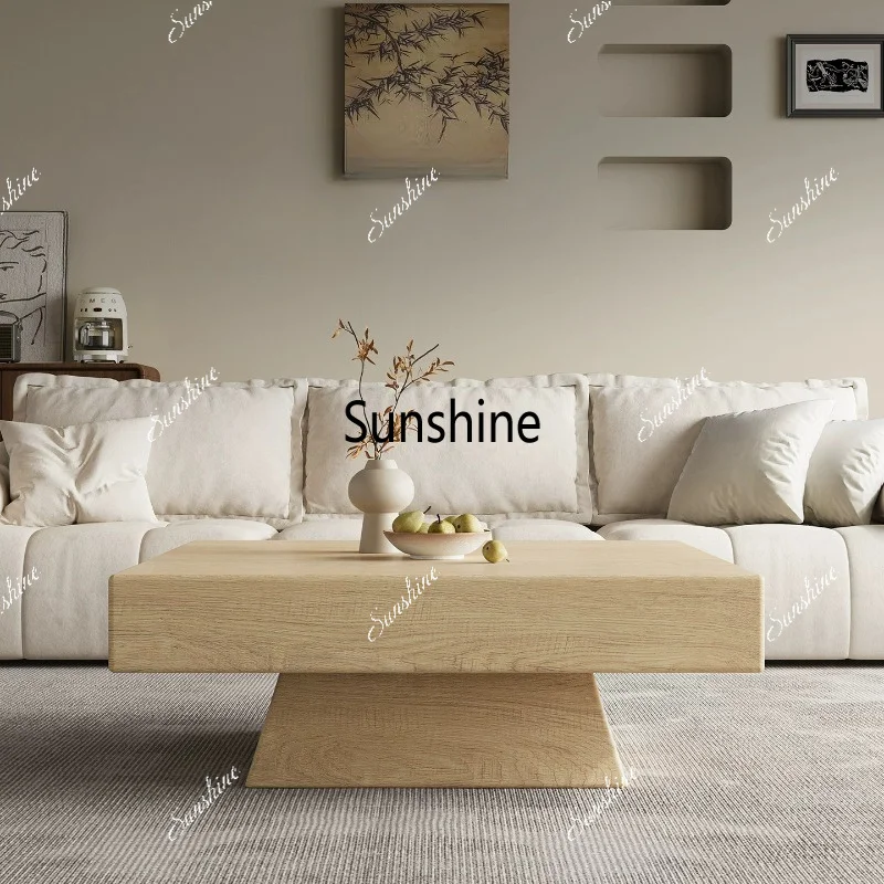 The antique log on the coffee table inliving room, design of wabi-sabi wind, and  light luxury for home use