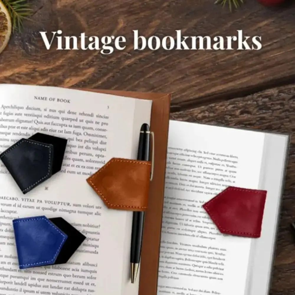 High Quality PU Leather Magnetic Bookmark Diamond Shape Multifunctional Book Pagination Mark Leather Bookmark Reading Lovers