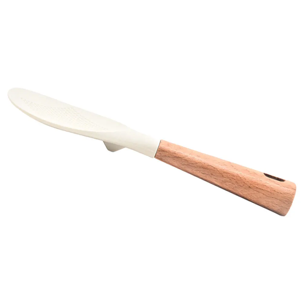

1pc Wooden Handle Silicone Rice Spoon Non-Stick Heat Resistant Rice Scooper For Kitchen Food Scoop Serving Utensil