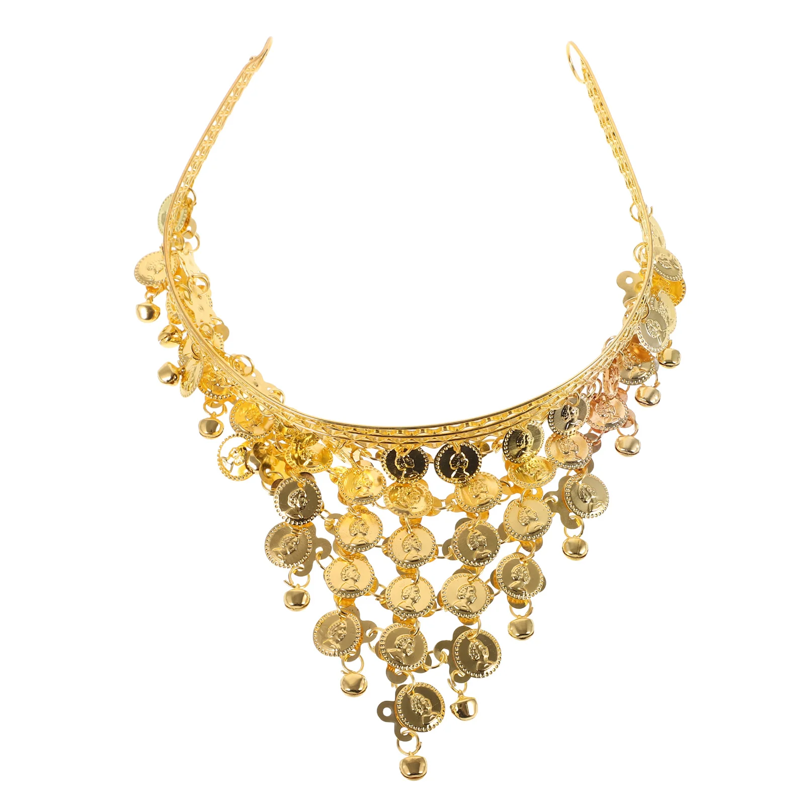 عصابة رأس للرقص الشرقي مزخرفة خفيفة الوزن للرقص للنساء، رأس زينة للشعر على شكل عملة لامعة #3