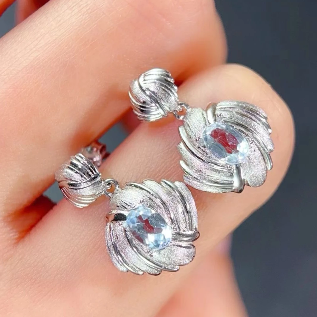 

Серьги из серебра 925 пробы с натуральным топазом, 6x4 мм, с сертификатом, модные серьги с витым дизайном, ювелирные изделия для повседневной носки