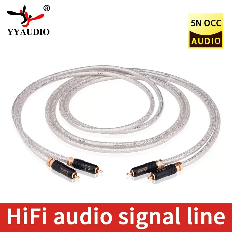 

YYAUDIO Silver-plated QED Signature Hifi RCA Audio Cable 6N OFC 2RCA Interconnect Cable with Gold-Plated RCA plug