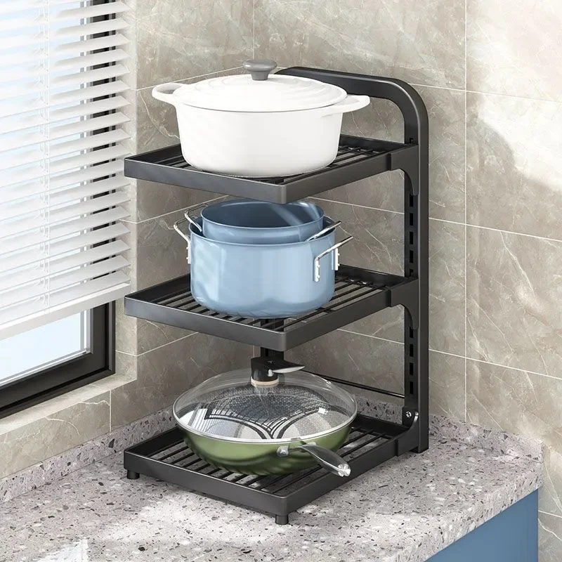 Kitchen shelves, sinks, multi-layer adjustment shelves, multi-functional pot racks, cabinets, storage pots, household