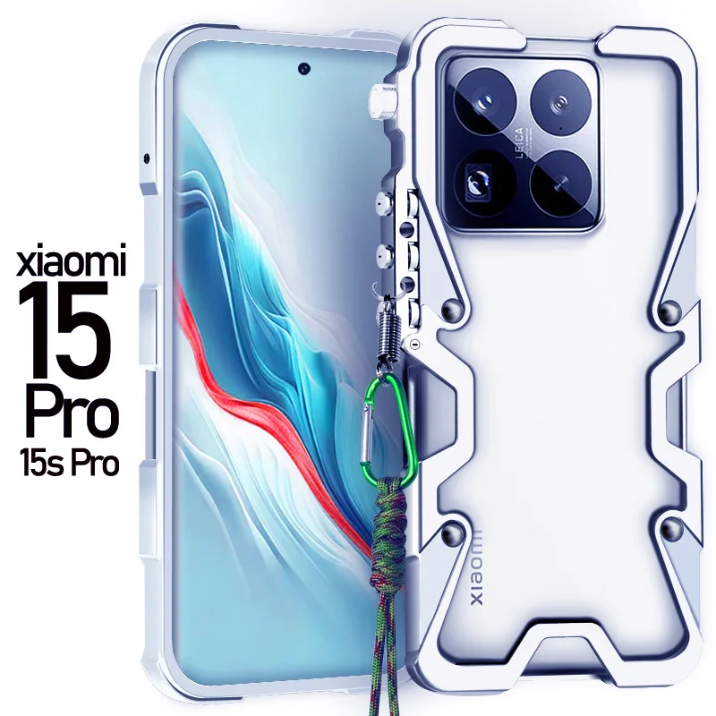 

Zimon Роскошный бронированный металлический алюминиевый бампер для телефона для Xiaomi 15 14 13 12 11 Pro Ultra Cover Механический чехол с черепом ручной работы