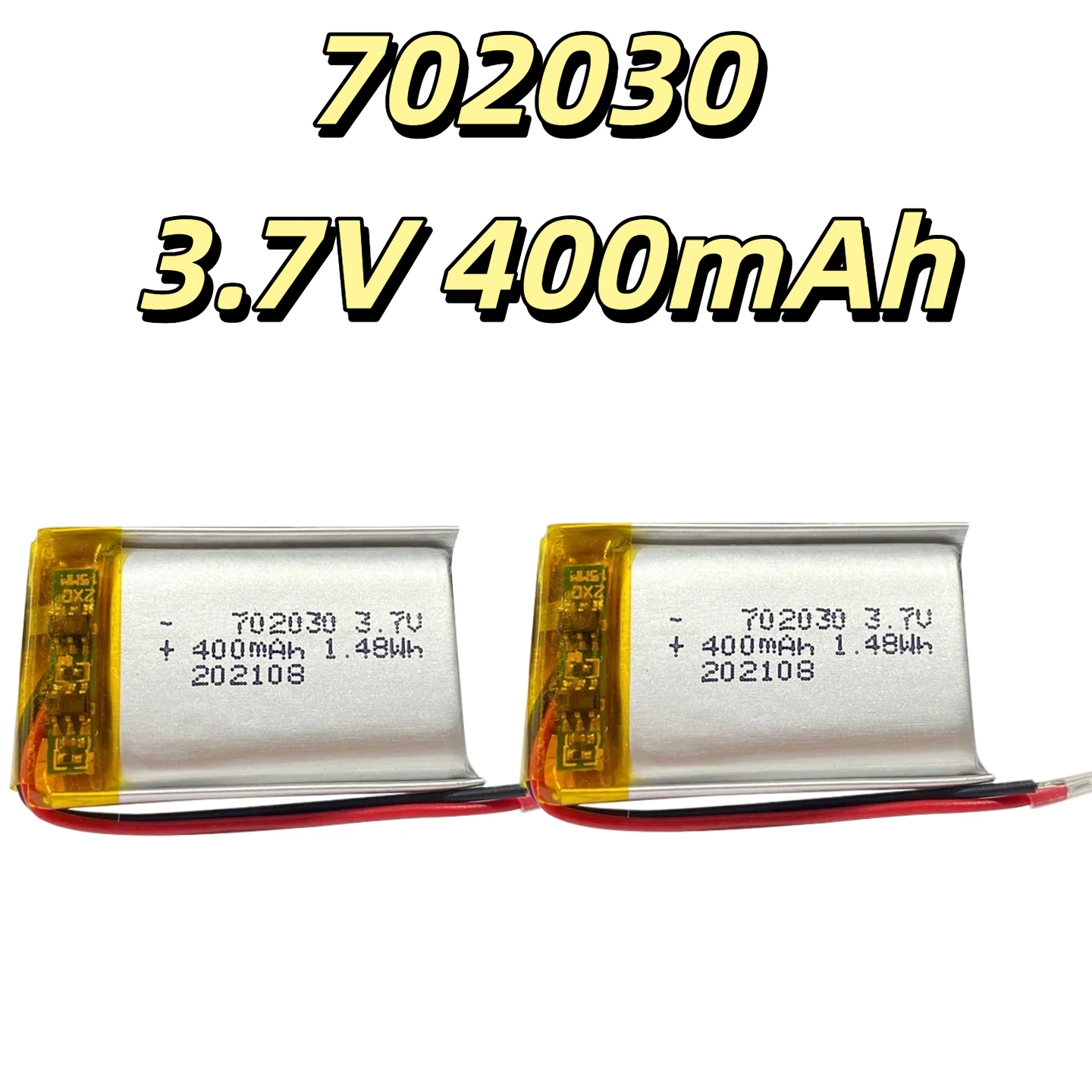 

702030 3.7V 400mAh Lithium Polymer Battery 7x20x30mm Rechargeable Lipo for GPS DVR MP3 Beauty Instrument Smart Device