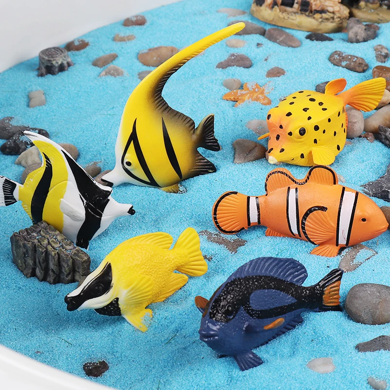 Oenux Sea Life Animali Set Megalodon Delfino Raggi Pesce tropicale Balena Squalo Modello Action Figures Educazione in miniatura Giocattoli per bambini