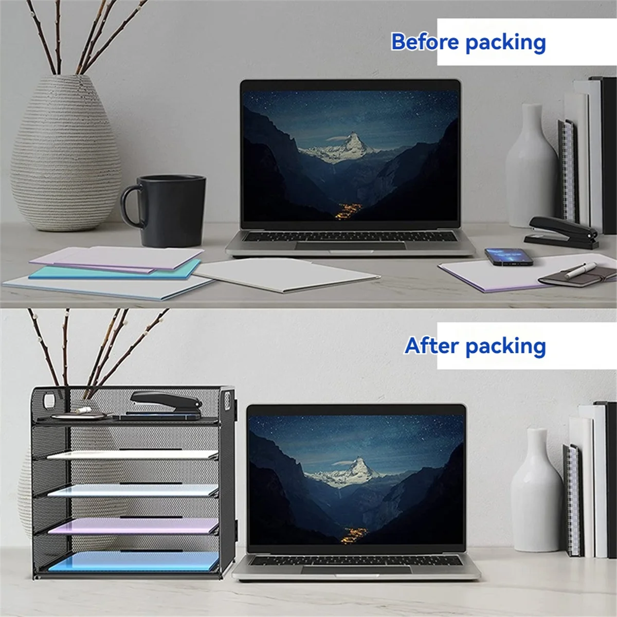 ADP-Tray Document Shelf Handles Mesh Desk File Shelf Desktop Metal Document Shelf Office Document Shelf Home Document Shelf