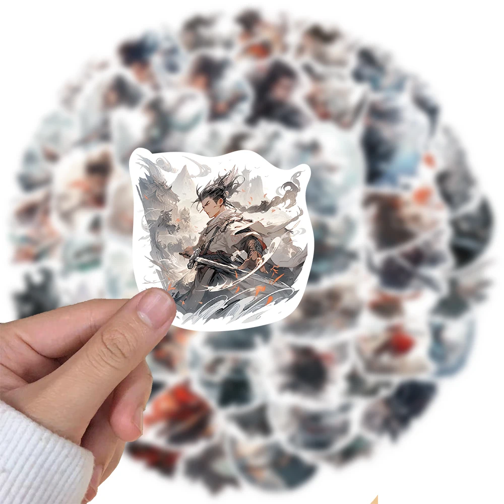 50PCS Antique Youth Swordsman Sticker Decoration DIY Laptop Refrigerator Computer Phone Graffiti Waterproof Art Toy Sticker