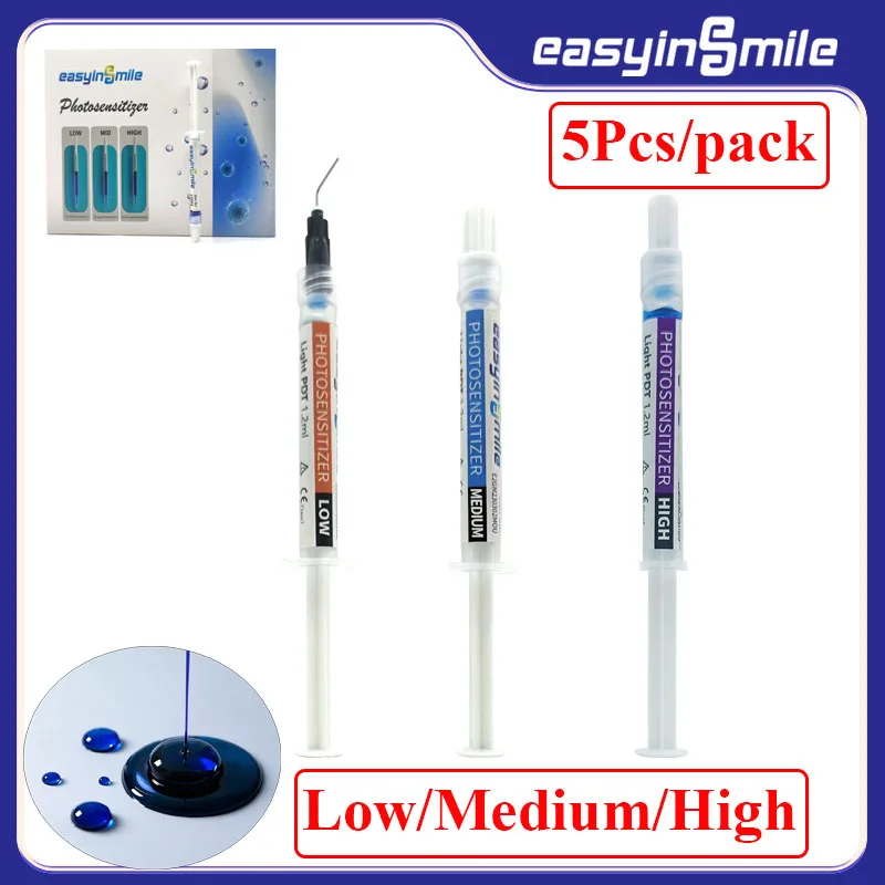Easyinsmile 5Pcs Dental Photosensitizer Sterilization Materials Endo For Photodynamic Laser Therapy Light PDT 630Nm Root Canal