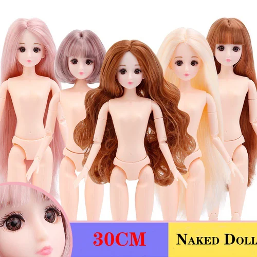 여아용 핸드메이드 인형, 3D 실제 눈, 흰색 근육, 멀티 조인트, 메이크업 변경 원피스, 26 관절 조절 가능 장난감, 30cm BJD 인형 