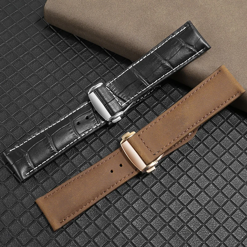 Frosted Leather Strap Adaptation For Khaki Jazz Aero Series 20/22/23mm Soft Cowhide Watchband