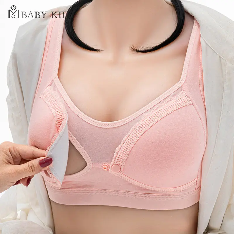 Pure Cotton Nursing Bra Large Size No Steel Ring Maternity Underwear Front Buckle Feeding Thin Breathable Pregnancy Tube Top Bra